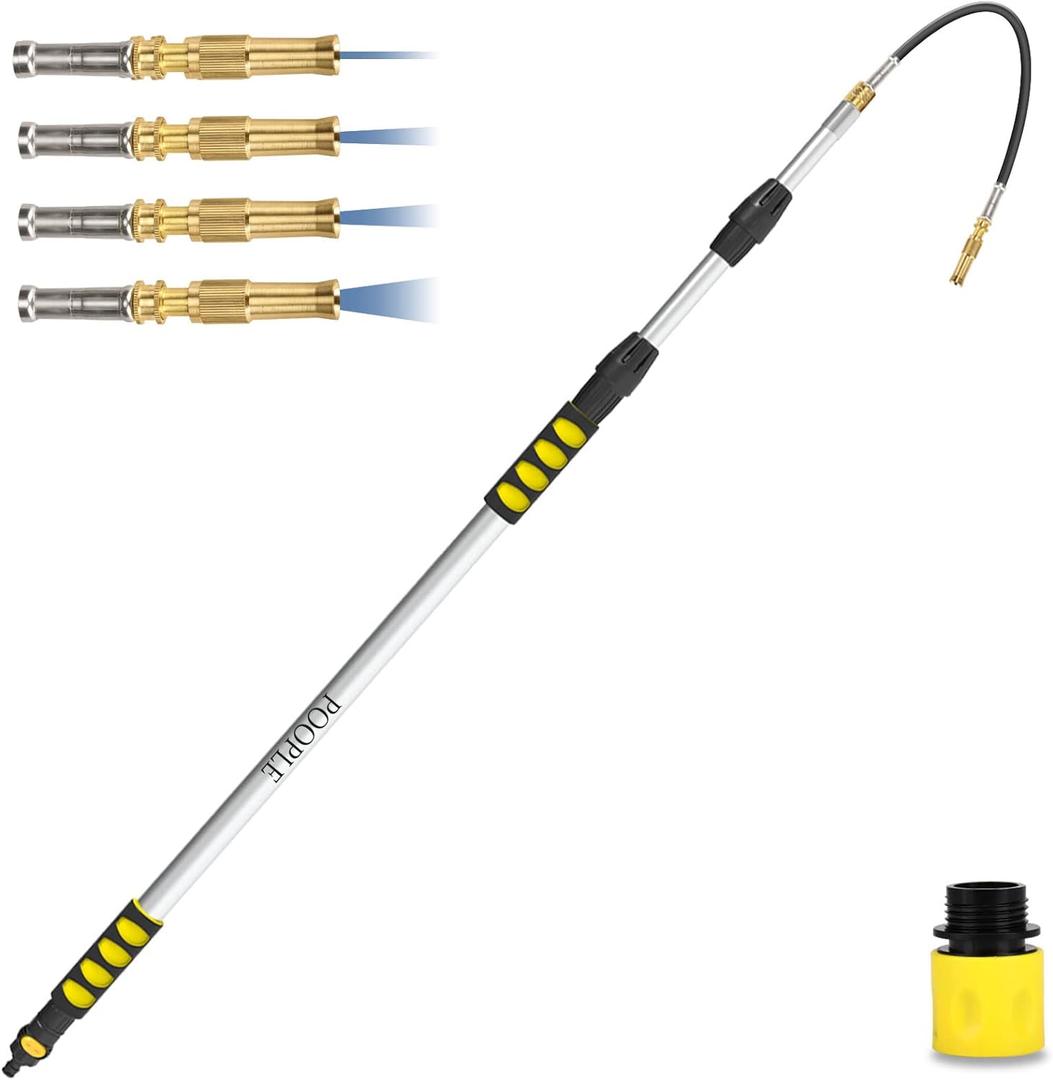 Gutter Cleaning Tools from The Ground, 12FT (20FT Reach) Telescoping Gutter Cleaner Wand with Adjustable Water Flow, Rain Gutter Cleaning Tool for Leaves and Debris, Fits Standard Garden Hoses