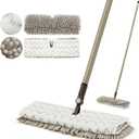 Eyliden Flip Dust Mop, Dual-Sided - One Side for Scrubbing, One Side for Dusting - Wet Dry Microfiber Mops for Hardwood Tile Laminate Ceramic Marble Floor Cleaning, 2pcs Reusable Pads (Brown)