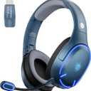 YOTMS Wireless PS5 Gaming Headset for PS4, PC, Switch, 2.4Ghz Wireless Gaming Headphones with Mic, Bluetooth 5.3 Headphones with Stereo Sound, 40h Battery, for Laptop, Mac, Phone (Blue)