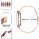 Stainless Steel Bands Compatible with fitbit Sense 2/Sense/Versa 4/Versa 3, Replacement Classic Metal Wristband for Men (01# Rose Gold with Rainbow)