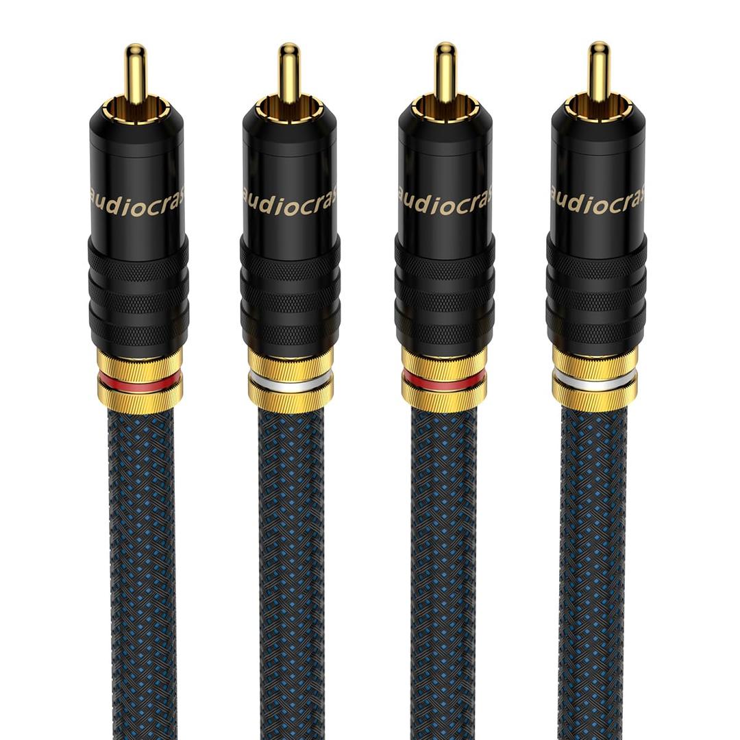 Viborg A10 RCA Cable 3.3FT/1M 2RCA to 2RCA Dual Male 24K Gold Plated Connectors Stereo Interconnect Shielded Digital & Analogue for CD Players, Amplifiers, AV Receivers, HiFi Systems