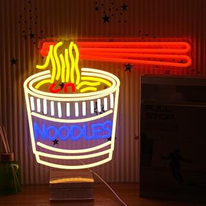 Instant Noodles Neon Sign for Wall Decor Ramen Neon Signs Cup Noodles LED Neon Light for Bedroom Kitchen Game Room Unique Gift for Food Lovers Birthday