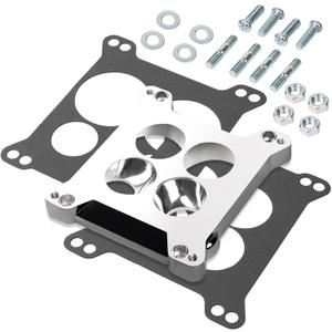 Edelbrock Carburetor Adapter 2696, Aluminum Carburetor Carb Spacer Plate 0.85 inch, Square Bore to Spread Bore Carburetor Adapters Kits for Stock Quadrajet & Thermo-Quad Manifold with Flange Gaskets
