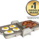Bella 10"x 20" Ceramic Fold-n-Store Dual Temp Griddle, Fits-anywhere Kitchenware, EverGood Ceramic Nonstick Coating, 2 Temperature Zones up to 400F, Dishwasher Safe Drip Tray, 1500 Watt, Oatmilk