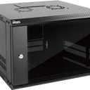Tecmojo 6U Wall Mount Server Cabinet IT Network Rack Enclosure Lockable Door and Side Panels Black, Cooling Fan, Standard Glass Door, 450mm Depth, for 19 IT Equipment, A/V Devices
