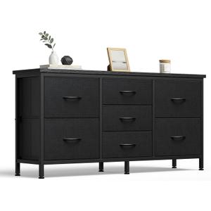 DUMOS 7 Drawer Fabric Dresser, Clothes Organizer Storage Tower for Bedroom, 11.8"D x 47.2"W x 23.6"H
