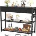 Ecopriso 47'' Entryway Table with Outlets and USB Ports, Console Table with 3 Drawers, Sofa Table Narrow Long with Storage Shelves for Living Room, Couch, Hallway, Foyer, Kitchen Counter, Black (47-In)