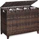 Laundry Hamper with 4 Removable Liner Bags; 176L Handwoven Rattan Laundry Basket with Lid & Heightened Feet; Clothes Hamper with Side Handles (Brown) (176L (33.46x13x26.57 Inches))