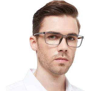 MARE AZZURO Large Reading Glasses Men Flexible Square Readers 1.0 1.25 1.5 1.75 2.0 2.25 2.5 2.75 3.0 3.5 4.0 5.0 6.0 (Grey)