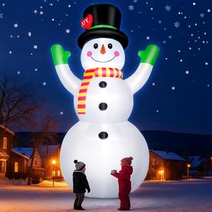 10FT Christmas Inflatables Snowman Wear Magic Hat, Blow Up Outdoor Decorations, Giant Snow Man Built-in Bright LED Light, Xmas Yard Decor for Festive Holiday Garden Patio Lawn Display Mall Hall Party