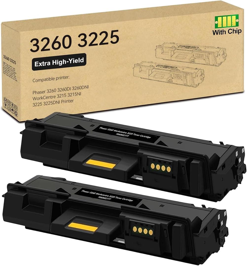 2 Pack 3260/3225 Black High Capacity Toner-Cartridge (3,500 Pages/Pack) Compatible for Xerox 106R02777 for Xerox Phaser 3052 3260 WorkCentre 3215 3225 Printer