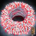 KNONEW 403ft 1000 LED Christmas String Lights Outdoor 8 Modes & Timer Fairy Light Plug in Waterproof for Xmas Yard Tree Wedding Party Holiday Decorations (Red and White)