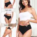 AYMEFF Cotton Thongs for Women High Waisted Seamless No Show Thong Stretchy Comfort Panties (Black, XL)