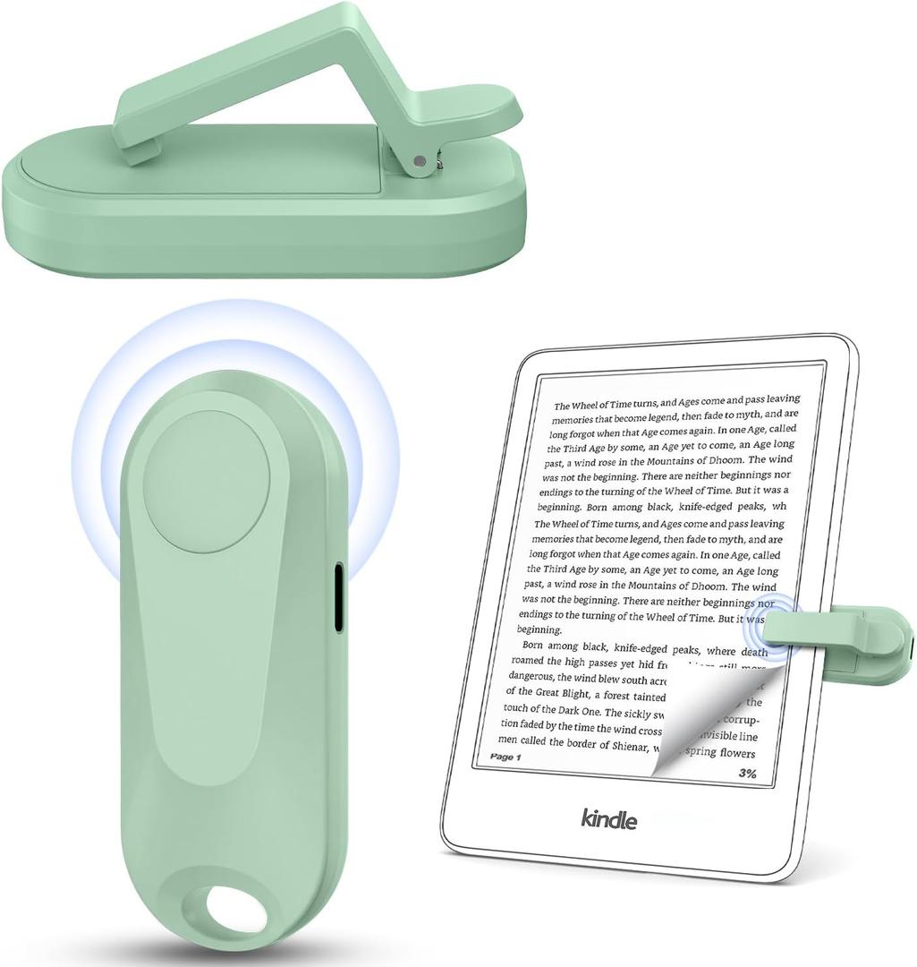 DATAFY [Case-Friendly] Page Turner for Kindle Paperwhite Oasis Kobo eReaders, Camera Camcorder Remote Controls, Page Turner Clicker for ipad Tablets Reading Novels with Wrist Strap Storage Bag Green