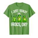 I Just Really Like Frogs Kids Girls Boys Frog T-Shirt (Green, M)