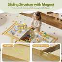 5 in 1 Kids Train Table, Bamboo Toddler Activity Table with Storage, Play Table for Toddlers, Boys, Girls, for Building Blocks, Painting, Sensory, Learning, and Dining, 37.7 x 22.8 x 19 inches
