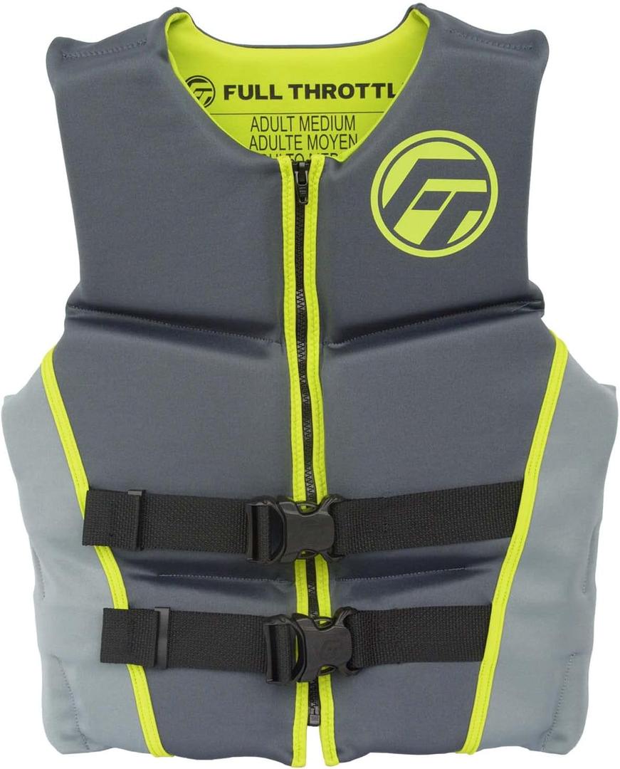 Full Throttle Adult Hinged Rapid Dry USCG Approved Life Jacket for Wakeboard, Skiing, PWC & Boating (Medium, Lime)