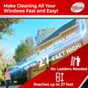Full Crystal Window Cleaning Kit 16 oz Glass Cleaner and Bottle with 27 ft Reach, Each 4 oz Bag Makes Up to 640 fl oz, Cleans Up to 80 Windows, Scrub-Free, Rinse-Free