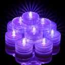 Homemory 12pcs Mini Submersible LED Lights, Waterproof Small Tealight Candles,Battery Operated Underwater EFX Light for Vase,Pool Pond,Halloween Lantern Decor-Purple