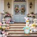 FuWeave Easter Bunny Goose Outfit Easter Egg Porch Goose Costume for Cement Plastic Geese Statue Spring Outdoor Garden Yard Patio Decoration(Baby Blue,17 Inches,Cute Bunny)