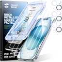 SMARTDEVIL 3-Pack Screen Protector for iPhone 15 Plus with 3-Pack Camera Lens Protector, Clear 9H Tempered Glass Film, Super Fast Installation (Dust-Free & Bubble-Free), Alignment Tool