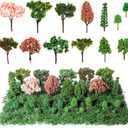 28 Pcs Tiny Model Trees with 40g Faux Green Moss, 0.79-3.15'' Diorama Trees Grass Mini Fake Miniature Trees Diorama Materials Kit for Diorama Box Craft Model Train Fairy Village