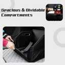 Leather Car Organizer Front Seat Organizer with Metal Handles, Dividable Black Car Caddy Organizer for Passenger Seat Organizer