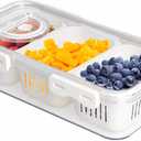 MANO Divided Snackle Box Charcuterie Container with 3 Compartment Sectioned Serving Tray for Cheese Veggie Fruit Berry Salad Refrigerator Fridge Storage (Pack of 1)