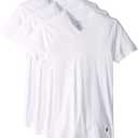 POLO Men's Slim Fit Cotton V-Neck Undershirt 3-Pack (X-Large, White/Cruise Navy Pony Print)