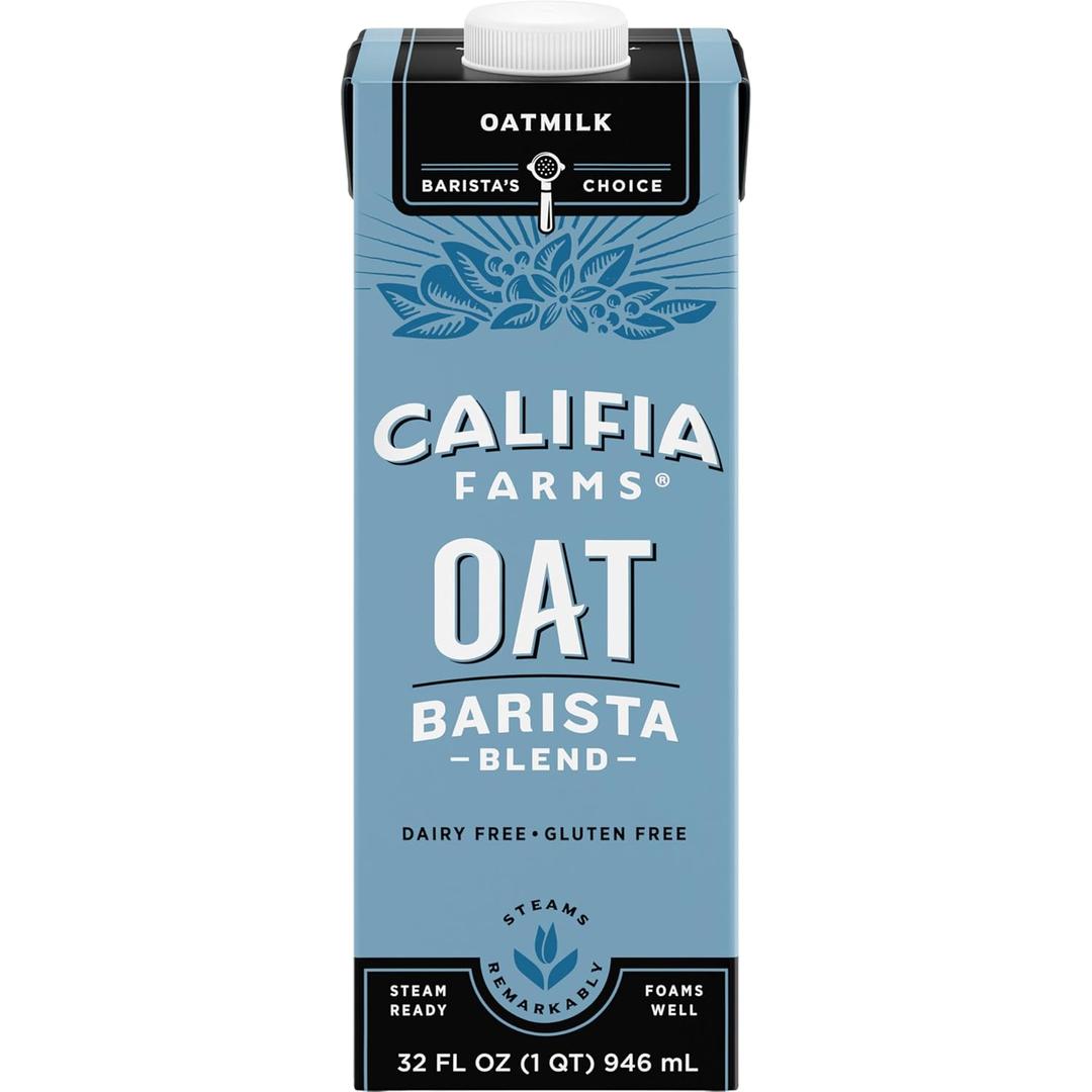 Califia Farms - Oat Barista Blend Oat Milk, 32 Oz, Dairy Free, Vegan, Plant Based, Gluten Free, Non GMO, Milk Frother, Coffee Creamer (32 Fl Oz (Pack of 1)) BB: 02 APR 2026