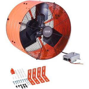 VEVOR Gable Mount Fan, 16 Inch Attic Exhaust Fan with Adjustable Thermostat & Outer Mesh, 2940 CFM House Ventilator Cools Up to 4200 Sq.Ft, Quiet Ventilation for Roof, Garage & Shop, Vibrant Orange