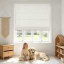Joydeco No Drill Roman Shades Linen, Light Filtering, 20" W × 64" H, White
