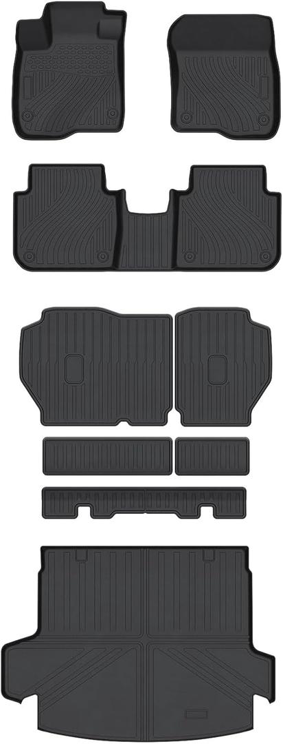 TadaMark Floor Mats & Cargo Liner fit for Honda for CR-V 2023 2024 Black Deep Dish All-Weather Mats Heavy-Duty Waterproof Floor Liner for Cars - 7 Piece