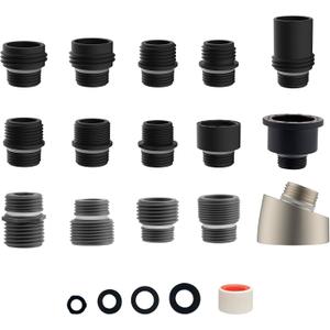 Hibbent 15 Pieces Pull Down Kitchen Faucet Head Adapter Kits with Curved Adapter, Multiple Sink Spray Head Adapters Compatible with Moen, American Standard, Delta, Kohler Faucets