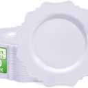 COLOSUS 60pcs 7.5 Inch White Plastic Dessert Plates, Premium Plastic Salad Plates, Heavy Duty Disposable Appetizer Plates for Party Wedding and Everyday Use