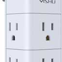 USB Multi Plug Outlet Extender - YISHU Surge Protector with Rotating Plug, 6 AC Plug Extender with 3 USB Ports, 3-Sided Swivel Power Strip Best Ideal Stocking Stuffers for Adults