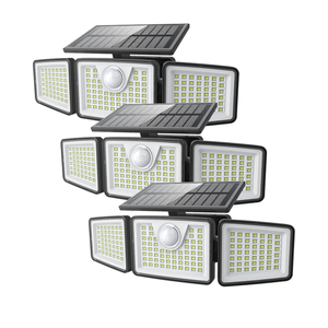 2500LM Solar Lights Outdoor with Motion Sensor,3 Head 270° Wide Angle Street Area Lights,IP65 Waterproof Security Lighting with 3 Modes(Remote,2 Pcs)