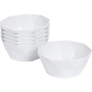 5.8inch Cereal Bowls - 6pcs Kitchen - Melamine Bowls for Cereal, Soup, Oatmeal, Salad, Ramen, Noodle, RiceWhite