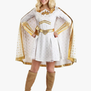 Women's Deluxe Starlight Halloween Costume | Adult The Boys White and Gold Superhero Outfit for Themed Events and Cosplay, D