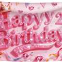 Happy 21st Birthday Decorations for Her Him,Pink Glitter Birthday Backdrop Banner,21 Year Old Bday Poster Background Photo Booth Props Decor(21)