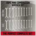 Premium Midget Wrench Set - 22-Piece Mini Combination Wrench Set Metric & SAE Ignition Wrench Sets 4-10mm & 5/32'' to 7/16'' Lightweight Small Carry Pouch