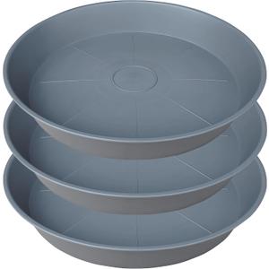 3 Pack of 20 22 inch Plant Saucer (19.2 Inch Base), 3.6" Depth Tray, Large Deep Garden Plastic Flower Planter Plant Trays for Indoors Outdoor Bath Bath (22", Gray)