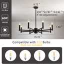 ASGYISA 8-Light Black Farmhouse Candle Chandeliers Modern Matte Ceiling Light Fixture Industrial Hanging Lighting for Dining Room Living Room Bedroom Kitchen Island Foyer, 35.2inch