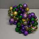 6 Ft Mardi Gras Garland with Purple Green Gold Glitter Balls, Carnival Bead Decor for Front Door, Mantel, Wall and Fireplace, Festive Fat Tuesday Indoor Outdoor Party Supplies