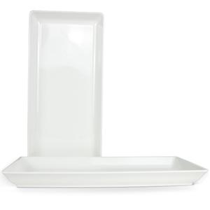 Long Melemine Serving Tray, 17.3x8x1.5 in Serving Platters and Trays for Appetizer, Charcuterie, Bread, Fruit, Dessert, Set of 2