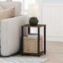 FURINNO Turn-N-Tube Haydn End Table, 1-Pack, Walnut/Brown, 1-Pack, 2-Tier