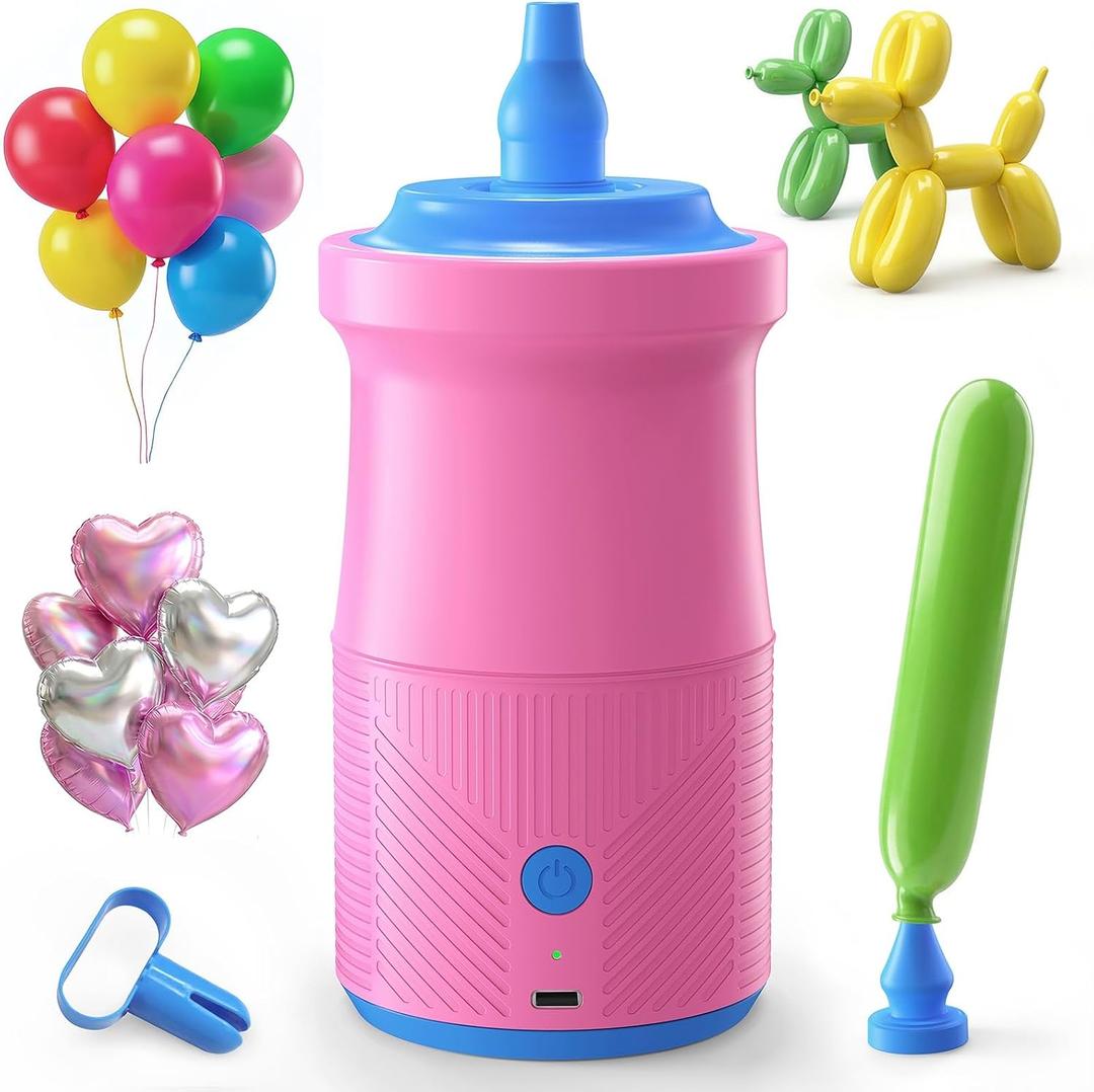 Denkee Balloon Pump Electric, Rechargeable Cordless Balloon Air Pump Portable for Long, Round and Foil Balloons, Electric Balloon Inflator Blower Machine for Decorations, Outdoor, Sports, Party