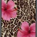 Axulimin Cute Pink Hibiscus Flowers Leopard Cheetah Print Aesthetic Phone Case for iPhone 14 & iPhone 13 Case for Women Girls -6.1 Inch