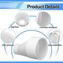 Pushglossy 6" X 3" PVC Pipe Fitting Schedule 40 Compatible with 429-E Series Eccentric Reducer Coupling Suitable for High-flow Capacity, Plumbing, Irrigation, Pool, Spa, White