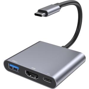 USB C to HDMI Adapter, Type-C Hub Converter to 4K HDMI Output, USB 3.0 Port & 100W PD Fasting Charging Port, USB-C Digital AV Multiport Adapter for MacBook Pro/Air, iPad Pro and More USB-C Devices